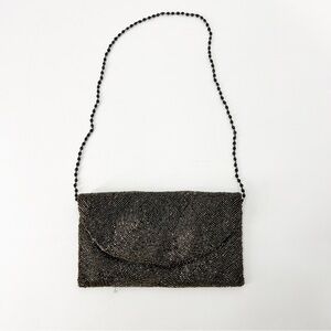 Vintage Moyna Bronze Beaded Evening Purse Clutch Handbag Party Event